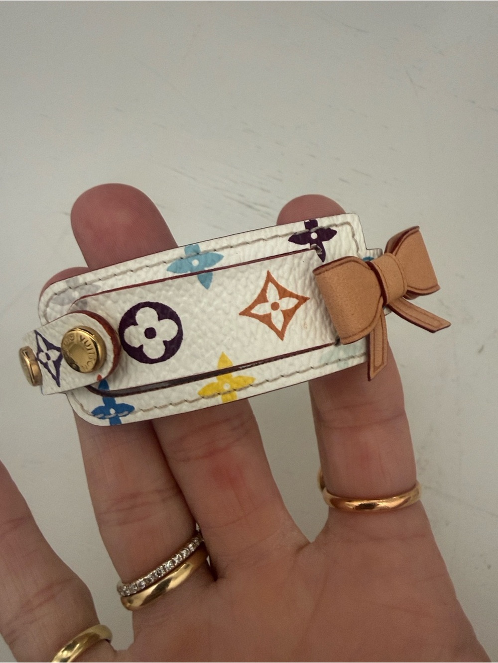 Authentic Louis Vuitton Multicolor Monogram Bracelet Porto Address Leather